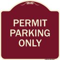 Signmission Designer Series Permit Parking Only, Burgundy Heavy-Gauge Aluminum Sign, 18" x 18", BU-1818-23313 A-DES-BU-1818-23313